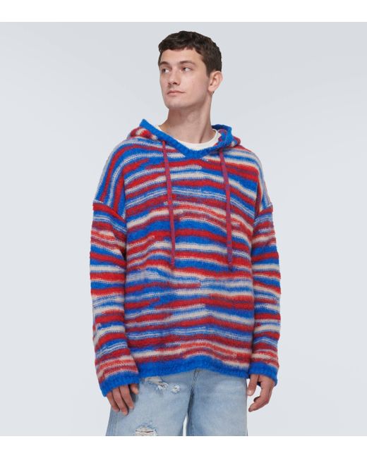 ERL Red Gradient Knitted Oversized Hoodie for men