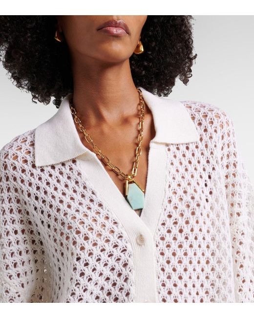 Jardin Des Orangers White Open-Knit Wool And Cashmere Cardigan