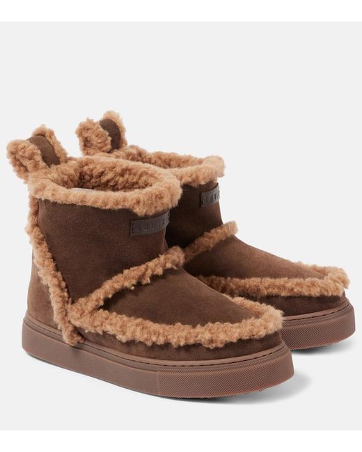 Inuikii Brown Shearling-Lined Suede Ankle Boots