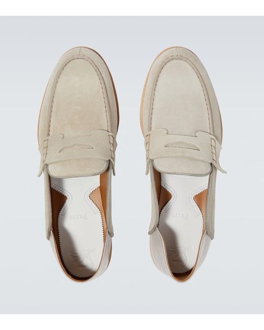 Mocasines Penny No Back de ante y piel Christian Louboutin de hombre de color Natural