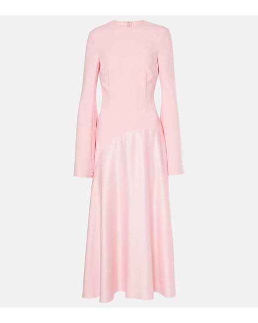 Solace London Pink Gaia Crepe And Satin Midi Dress