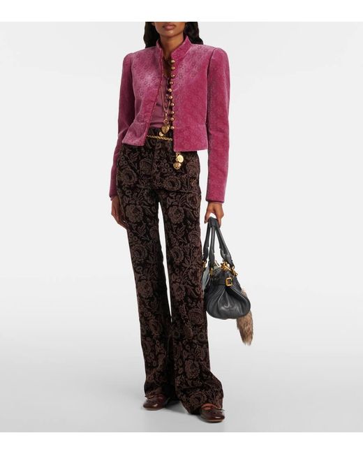 Veste Raccourcie En Velours De Coton A Fleurs Chloé en coloris Red