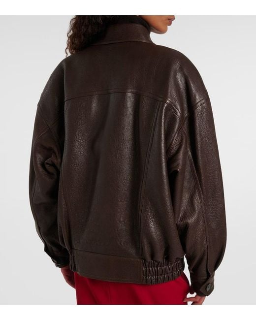Saint Laurent Brown Oversized Leather Jacket