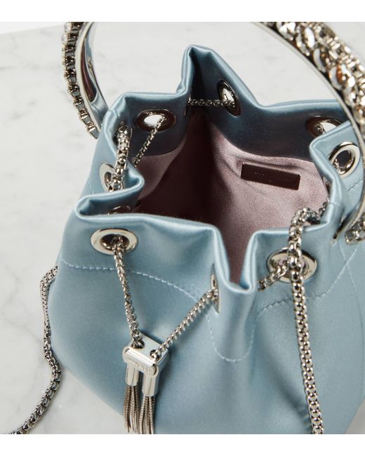 Sac seau Bon Bon en satin a ornements Jimmy Choo en coloris Blue