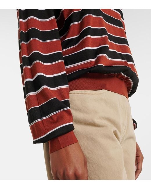 Prada Red Striped Silk Polo Shirt