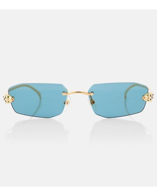 Cartier Blue Panthere De Cartier Rectangular Sunglasses