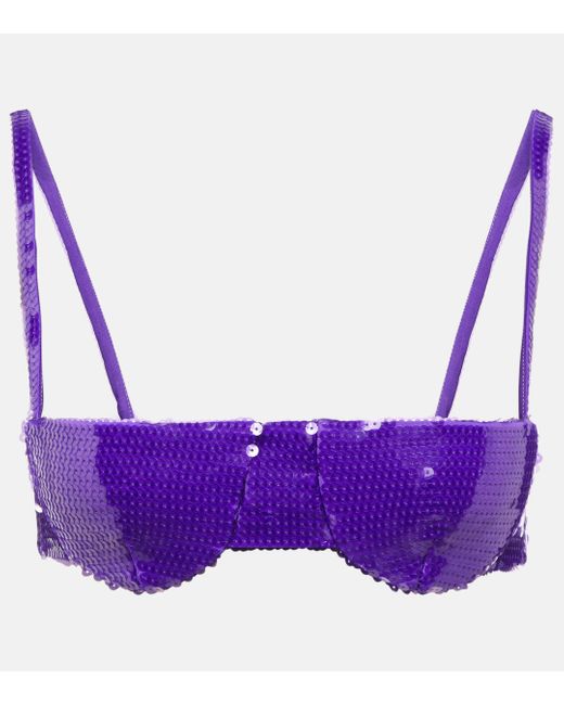 LAQUAN SMITH Purple Sequined Bra Top