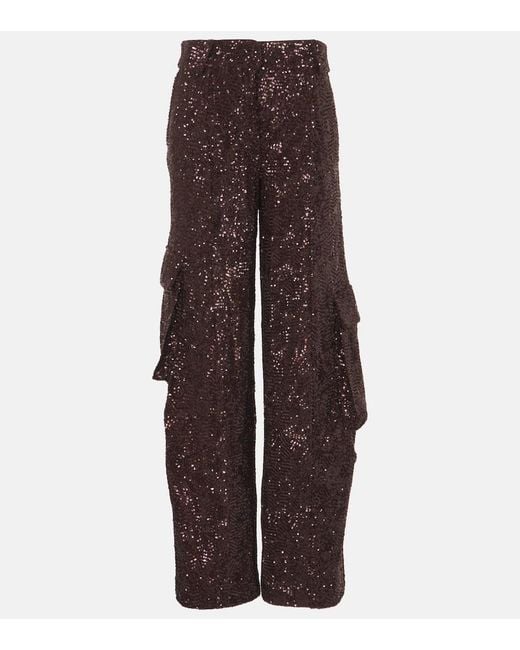 ROTATE BIRGER CHRISTENSEN Brown Cargohose Mit Pailletten