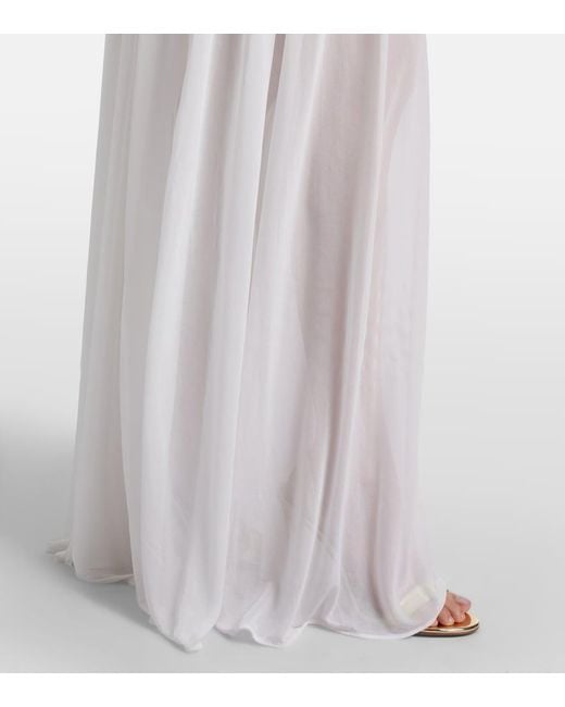 Christopher Esber White Stone Pin Draped Jersey Gown