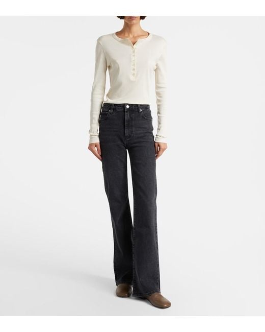 FRAME Blue Arrow High-Rise Bootcut Jeans