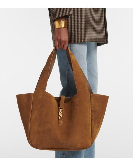 Saint Laurent Brown Le 5 A 7 Bea Suede Tote Bag