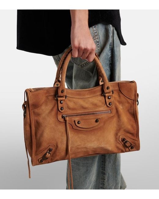 Balenciaga Brown Le City Medium Suede Tote Bag