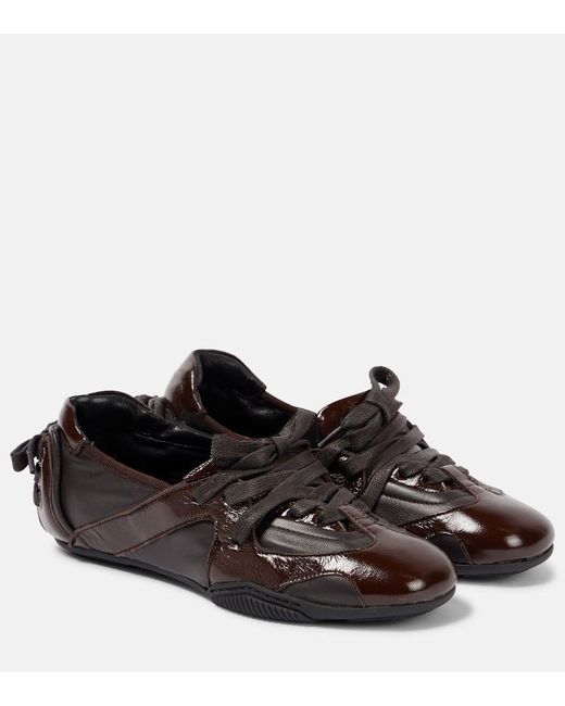 Acne Brown Lace-Up Leather Sneakers