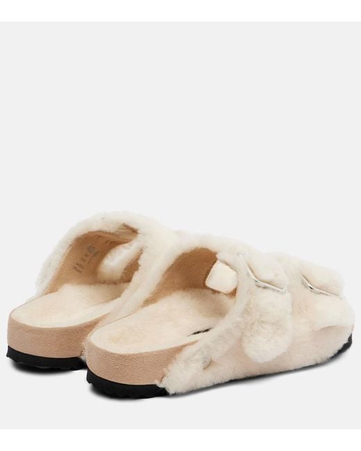 Birkenstock Natural Arizona Shearling Slides
