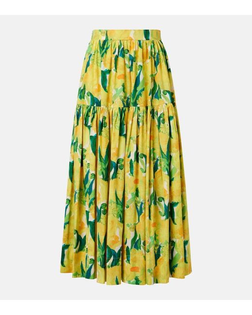 Falda Midi Oscar De Popelin De Algodon LaDoubleJ de color Green