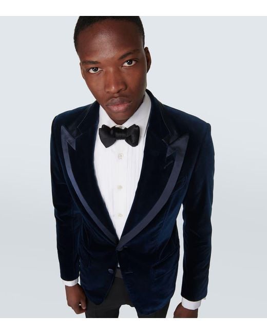 Tom Ford Smokingjacke Atticus Aus Baumwollsamt in Blue für Herren