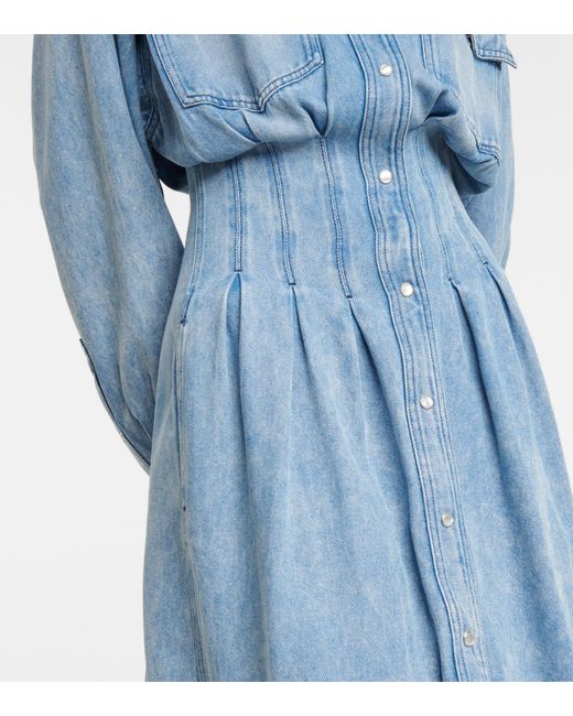 isabel marant leal denim dress a history of architecture: embroidery on denim