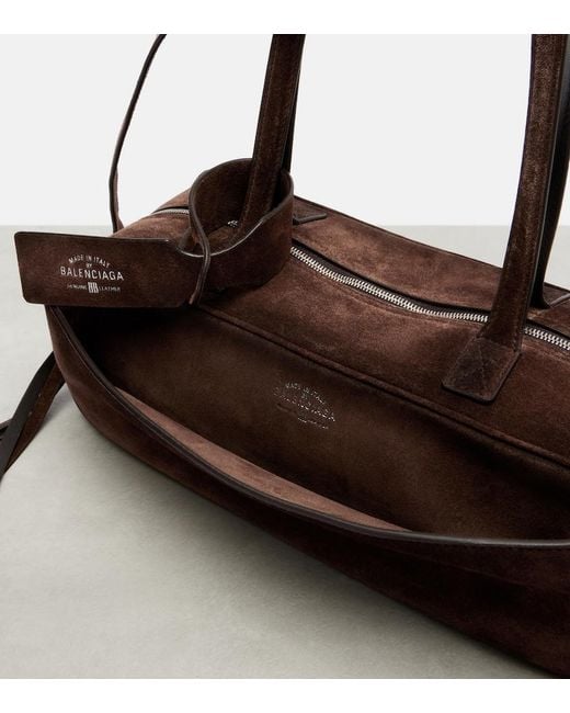 Balenciaga Brown Carrie Small Suede Shoulder Bag