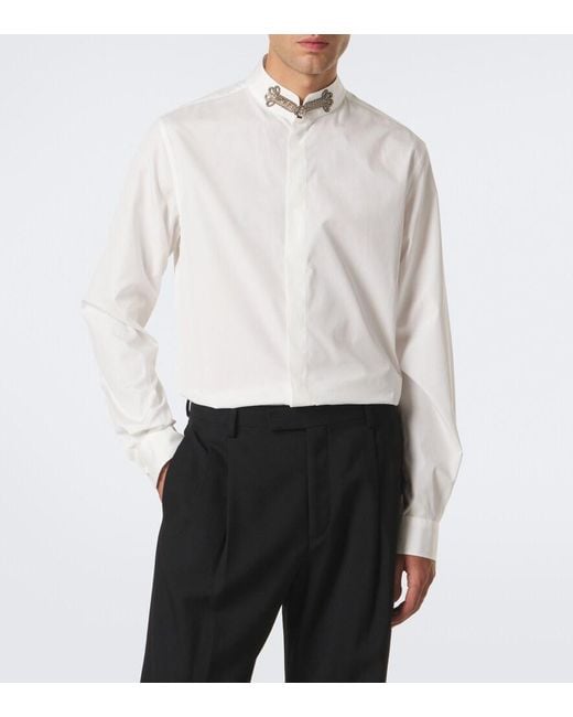 Valentino White Embellished Cotton Poplin Shirt for men