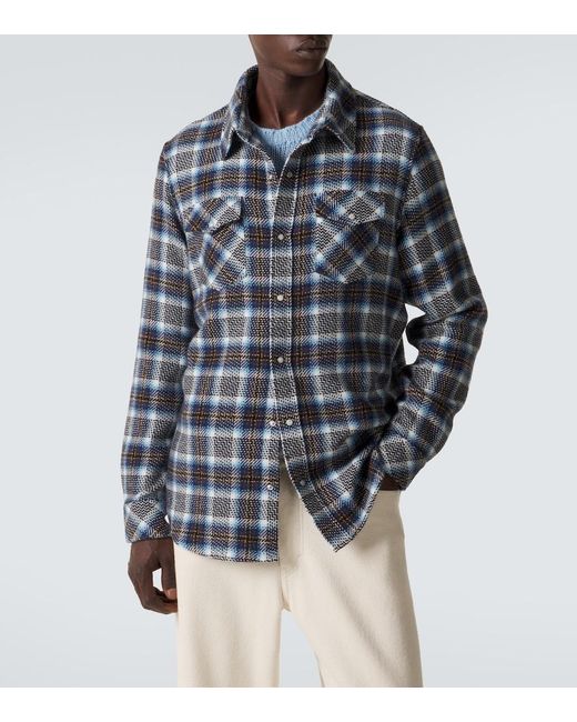God's True Cashmere Blue Lightning Storm Cashmere Shirt With Moonstone for men