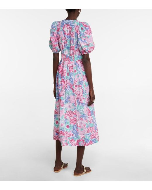 Poupette Purple Reine Floral Midi Dress