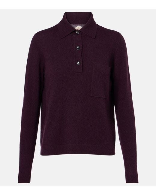 Jardin Des Orangers Purple Wool And Cashmere Polo Sweater