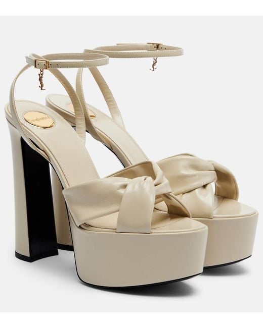 Saint Laurent Metallic Franciane Leather Platform Sandals