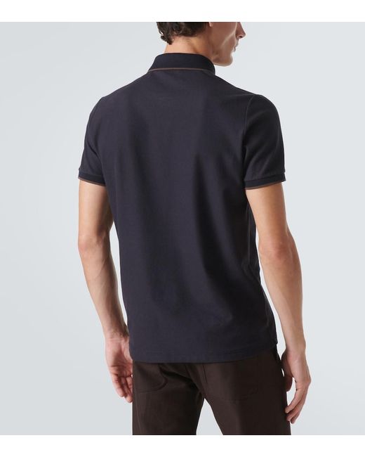 Loro Piana Blue Brentwood Cotton-Blend Pique Polo Shirt for men