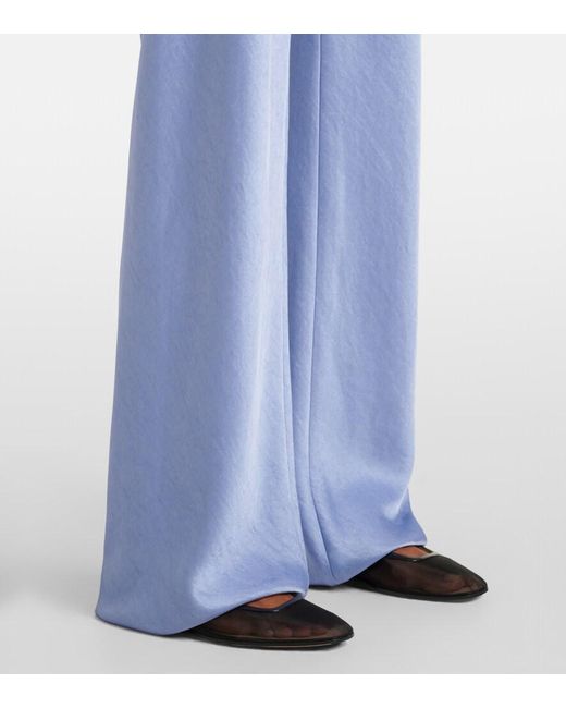Vince Blue Weite High-Rise Hose Aus Satin