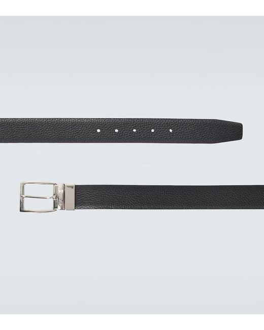 Canali Black Leather Belt for men