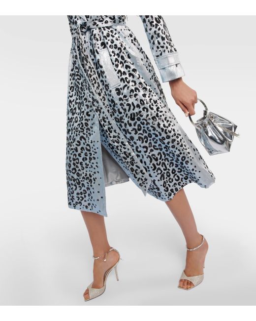 Miss Sohee Gray Leopard-print Trench Coat