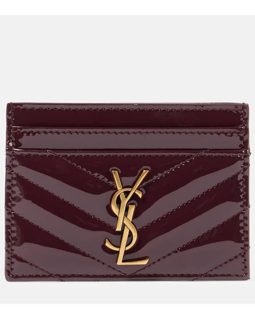Portacarte Cassandre in vernice di Saint Laurent in Purple