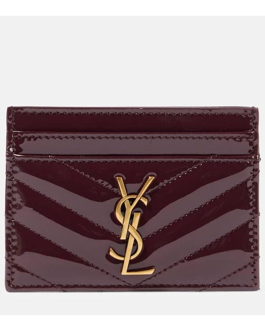 Saint Laurent Purple Cassandre Patent Leather Card Holder