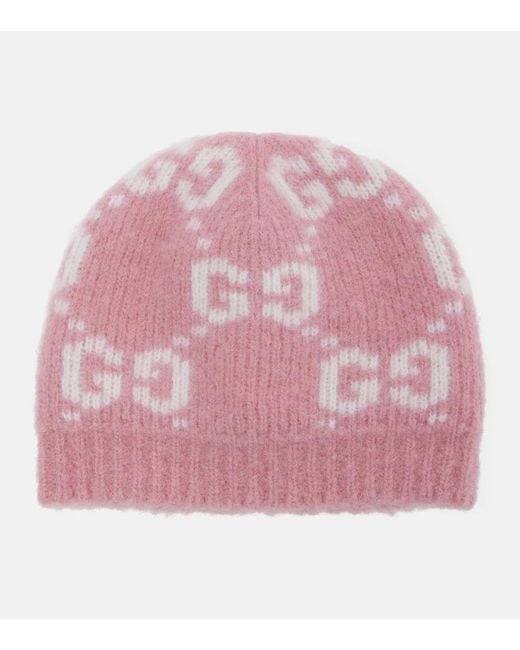 Gucci Pink Gg Alpaca-Blend Beanie