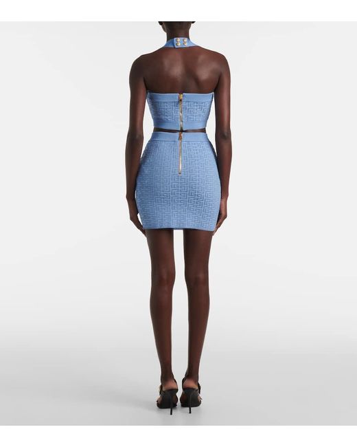 Top Con Monogramma Pb Labyrinthe di Balmain in Blue