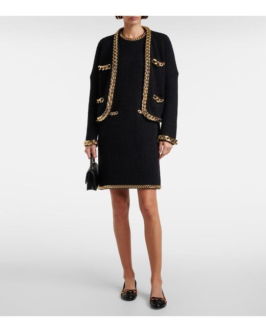 tory burch black mini dress Chain-Trimmed Wool-Blend in Designed with a flattering sequin holiday dress Fillyboo Free People Black Shoe Size:Size 10