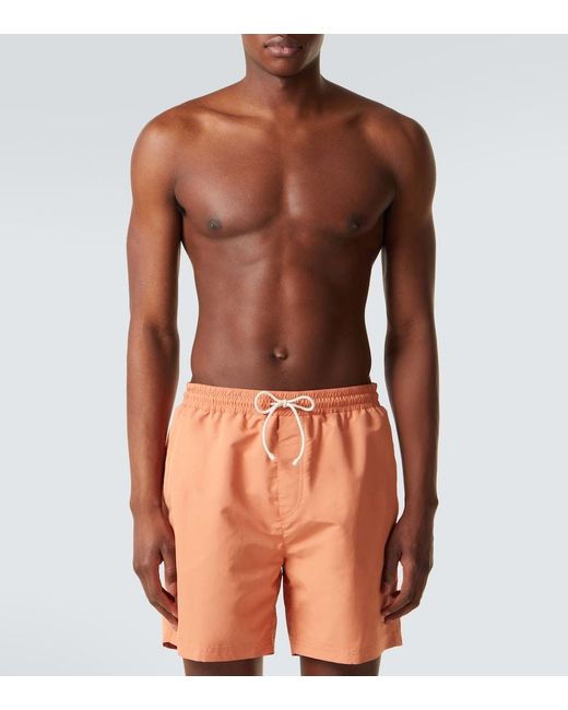 Brunello Cucinelli Orange Logo Swim Trunks for men