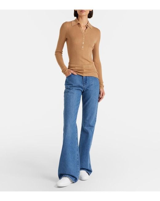 Gabriela Hearst Brown Sophia Wool Polo Sweater