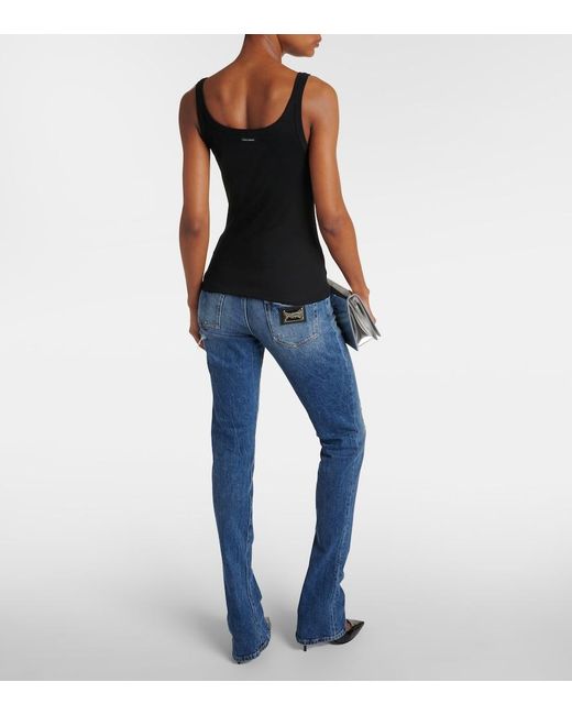 Dolce & Gabbana Black Ribbed-Knit Cotton Tank Top