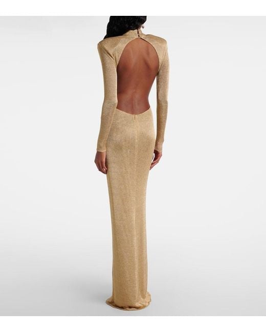The New Arrivals Ilkyaz Ozel Natural Donyale Knitted Lame Gown