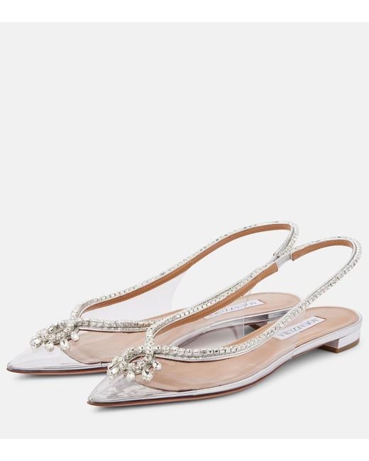 Aquazzura Natural Seduction Crystal-Embellished Pvc Slingback Flats