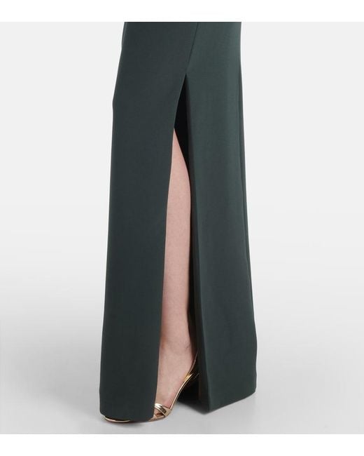 Safiyaa Green Mahir Draped Crepe Gown