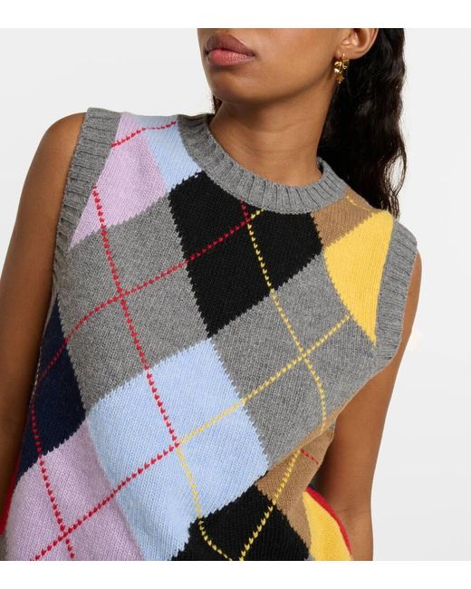 Chaleco de lana con patrón Argyle Ganni de color Multicolor