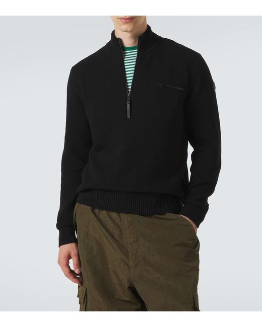 Moncler Black Wool And Cashmere Half-Zip Sweater for men