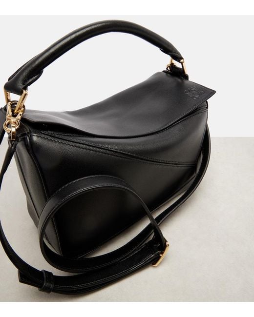 Loewe Black Featherlight Puzzle Large Leather Top-Handle Bag