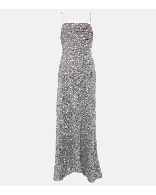 Ganni Gray Sequined Slip Dress