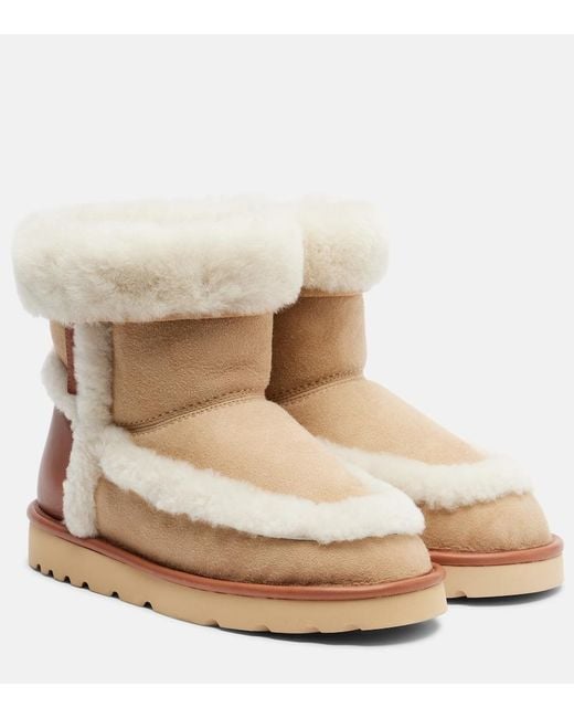 Chloé Natural Dolcie Shearling-Trimmed Ankle Boots