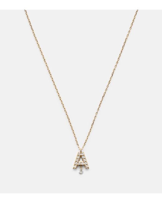 PERSÉE White Alphabet A 18Kt Necklace With Diamonds