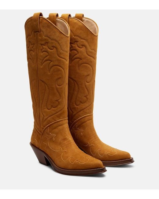 Gabriela Hearst Brown Capitana Suede Cowboy Boots