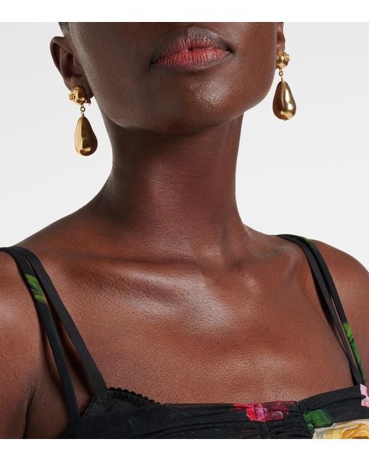 Dolce & Gabbana Metallic Drop Clips Earrings